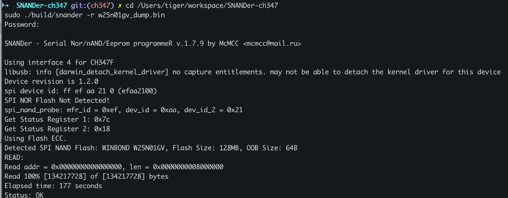 macOS reading SPI NAND Flash